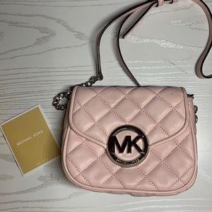 New Michael Kors Quilted pink crossbody silver hardware